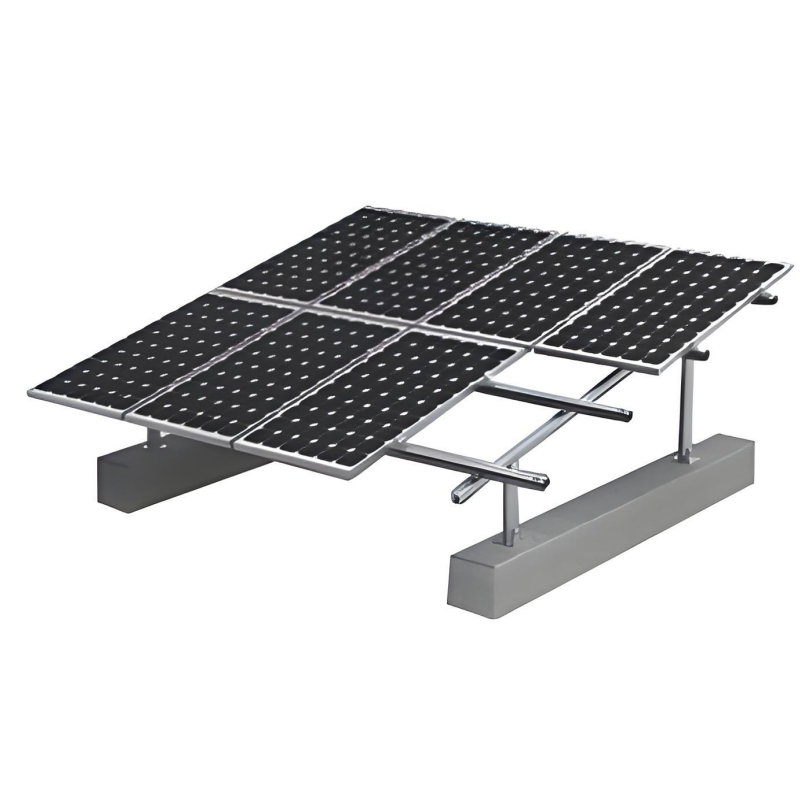 Solar Panel Mounting Brackets Flexible Connection Allowing Installation on Concrete Base Earth Ground and Sloped Surfaces